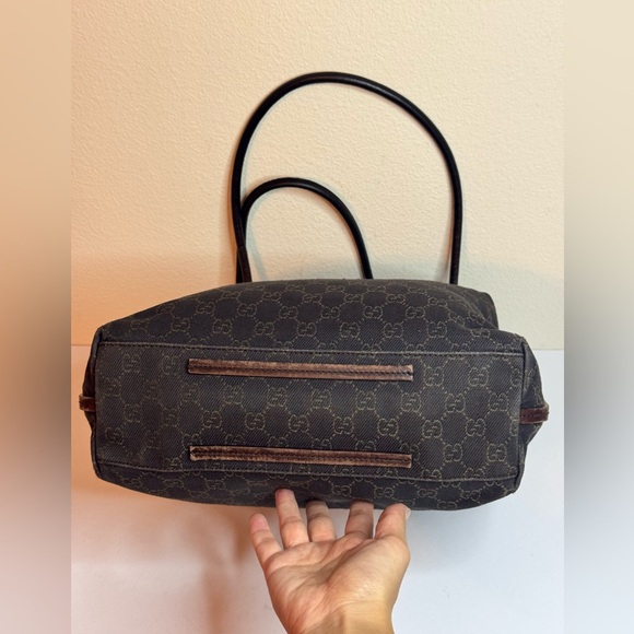 GUCCI GG Monogram Canvas Tote Bag Brown Vintage - Picture 9 of 12